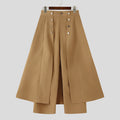 Damen nan taillenhoher ausgestellter Midi-Wickelrock mit innerer Culotte und Zierknopfleiste R&B