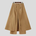 Damen nan taillenhoher ausgestellter Midi-Wickelrock mit innerer Culotte und Zierknopfleiste R&B