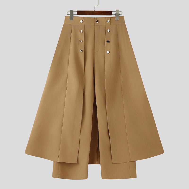 Damen nan taillenhoher ausgestellter Midi-Wickelrock mit innerer Culotte und Zierknopfleiste R&B