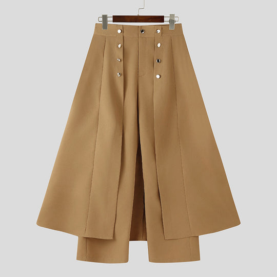 Damen nan taillenhoher ausgestellter Midi-Wickelrock mit innerer Culotte und Zierknopfleiste R&B