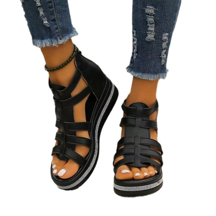 Damen modische Riemchensandalen mit ergonomischem Fußbett und rutschfester Sohle R&B