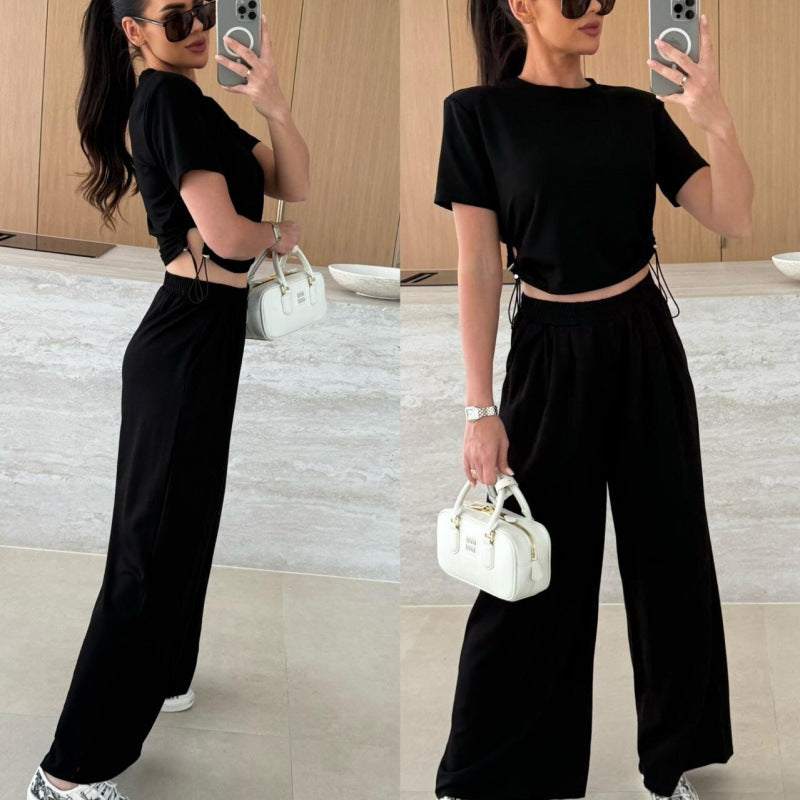 Damen Cropped Drawstring Lounge Set R&B
