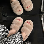 Damen kuschelige Fleece-Pantoletten mit elegantem Design EB