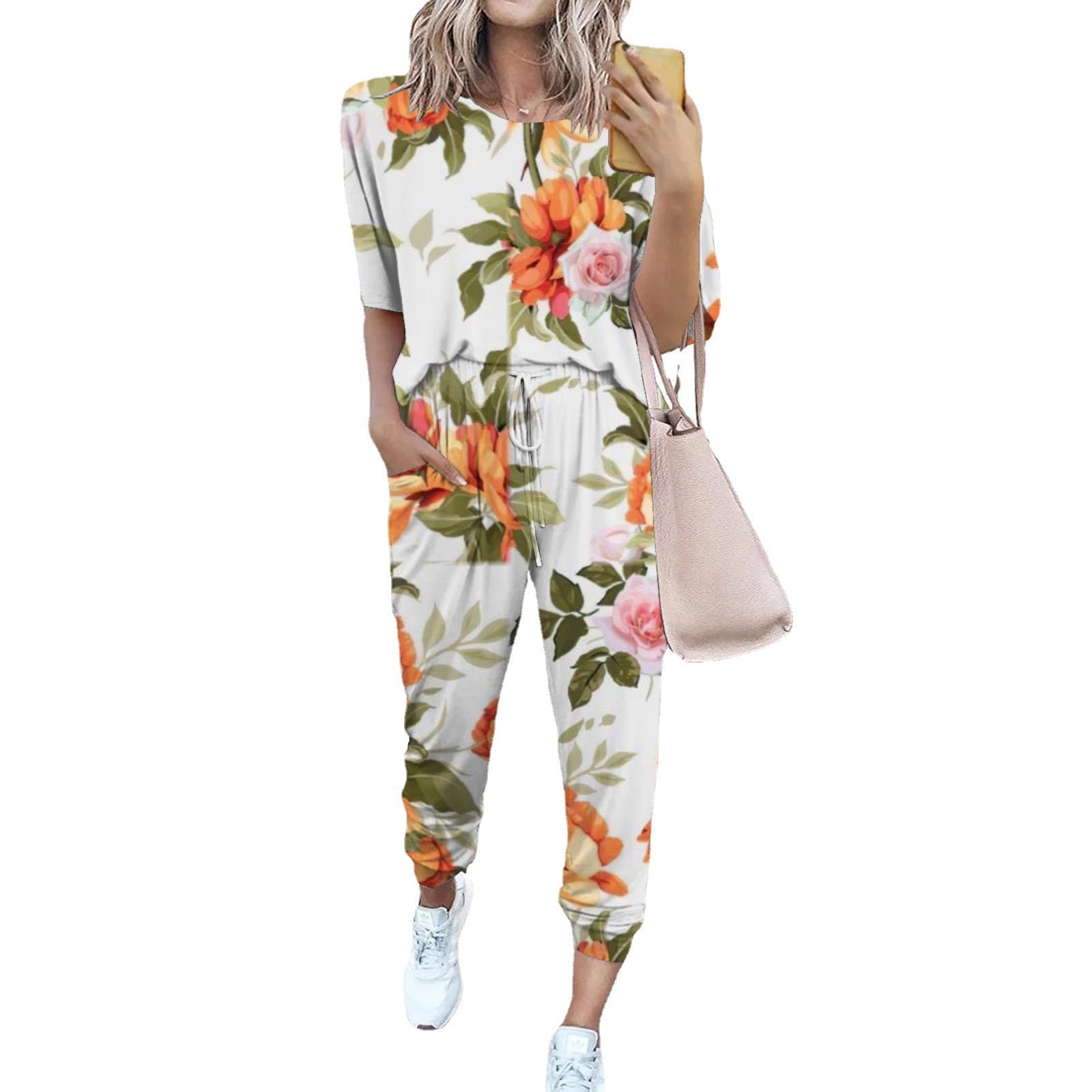 Damen Leichter Freizeit-Jumpsuit mit einem auffälligen Batik-Muster und praktischen Taschen R&B