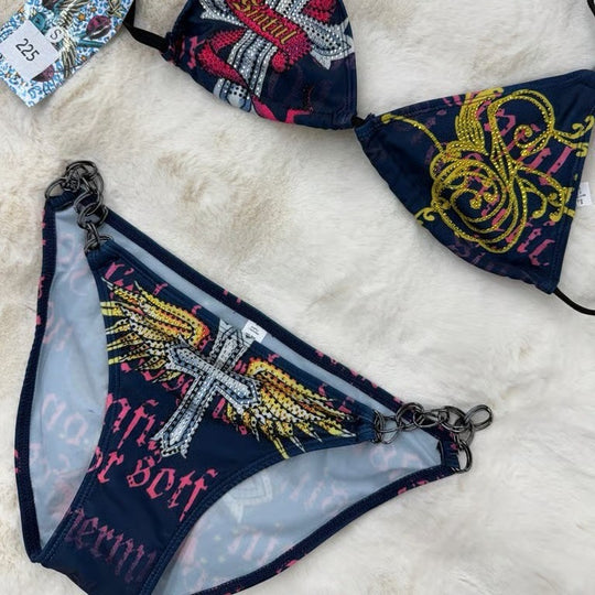 Damen Triangel-Bikini mit kreativem Muster R&B