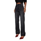 Damen Weite Jeans mit ausgefallenem Saum R&B