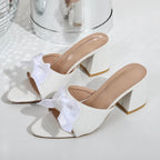 Damen elegante Mules mit Schleifenakzent und komfortablem Blockabsatz R&B