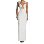 Damen Maxikleid mit tiefem Ausschnitt und Taschen R&B