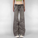 Damen Flared Pants mit modischem Taillengürtel R&B
