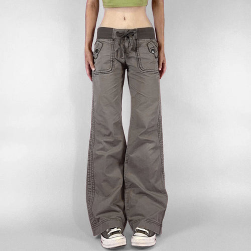 Damen Flared Pants mit modischem Taillengürtel R&B