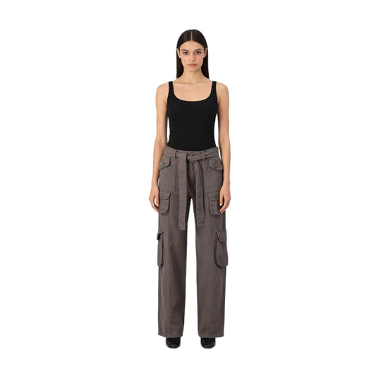 Damen modische weite Cargo-Hosen mit Gürtel und Taschen R&B