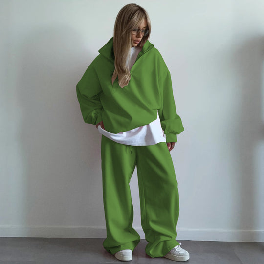 Damen sportlicher Kapuzenpullover mit hohem Kragen und breitem Schnitt R&B