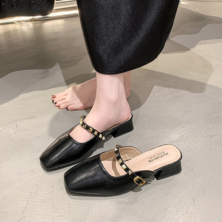 Damen elegante Slingback-Mules mit modischem Absatz R&B