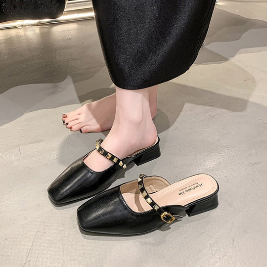 Damen elegante Slingback-Mules mit modischem Absatz R&B