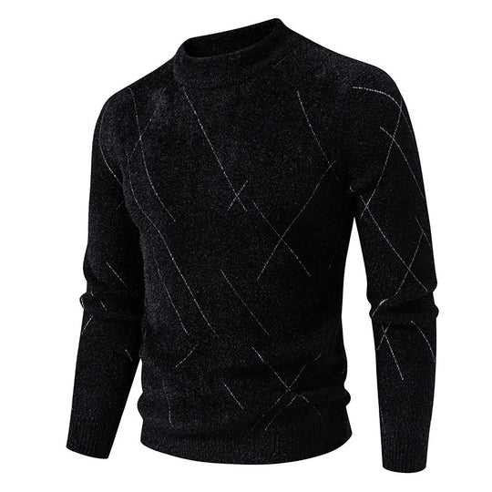 Herren Feiner Strickpullover mit modernem Zopfmuster R&B