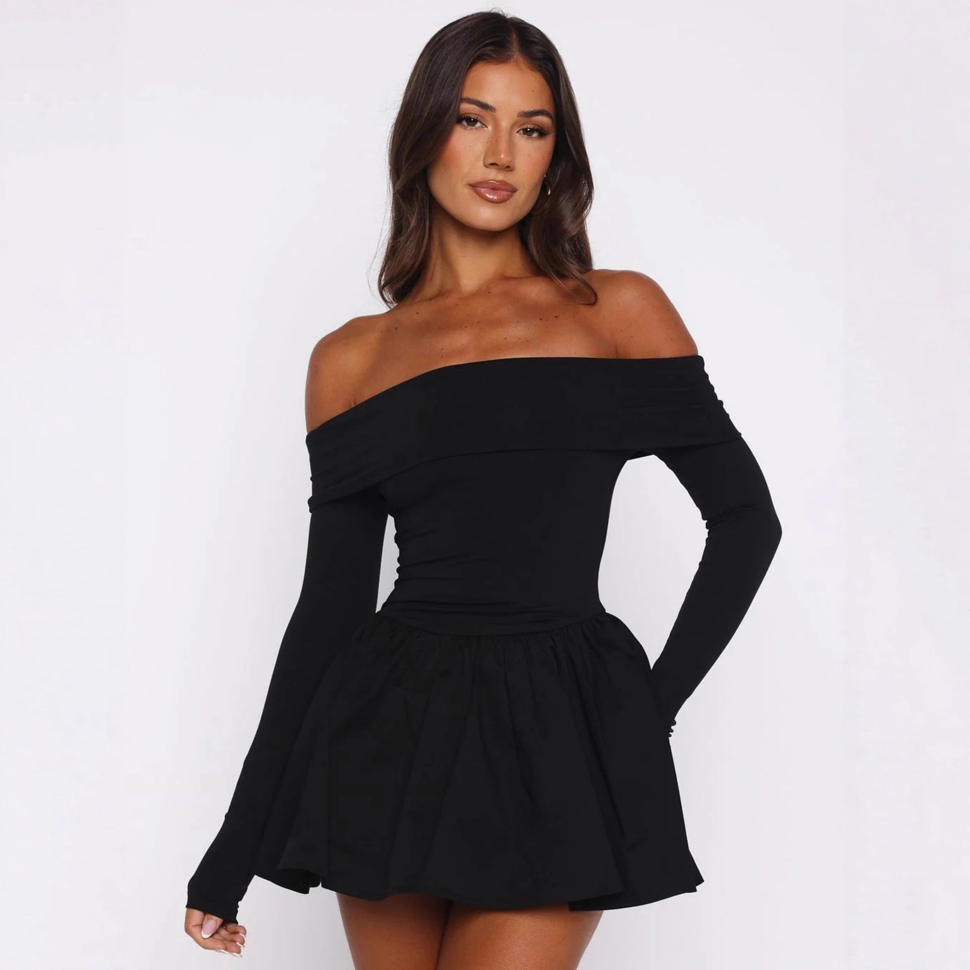 Damen Off-Shoulder Kleid R&B