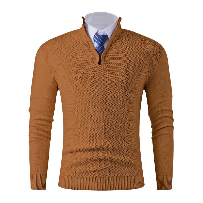 Herren Strickpullover mit modernem Stehkragen und strukturiertem Design R&B