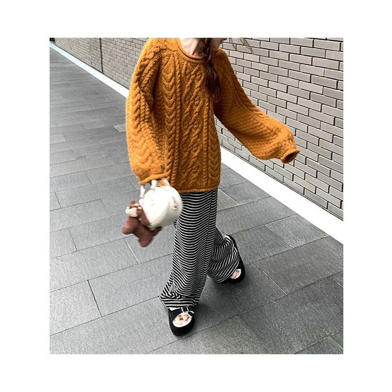 Damen Grobstrickpullover mit lässigem Schnitt und großzügigen Ärmeln R&B