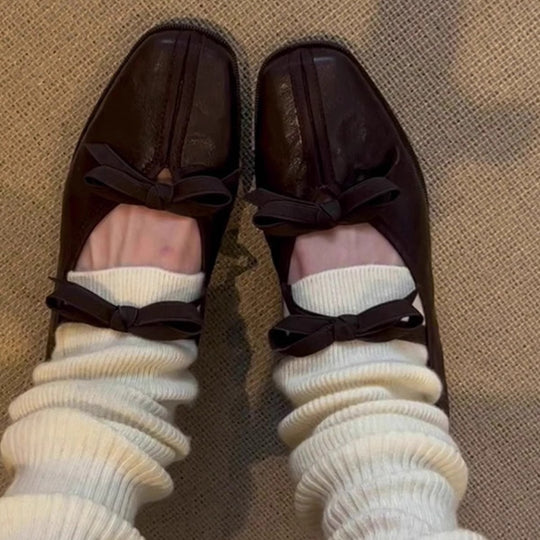 Damen Ballerinas mit femininer Schleifenverzierung und hochwertiger Lederoberfläche R&B