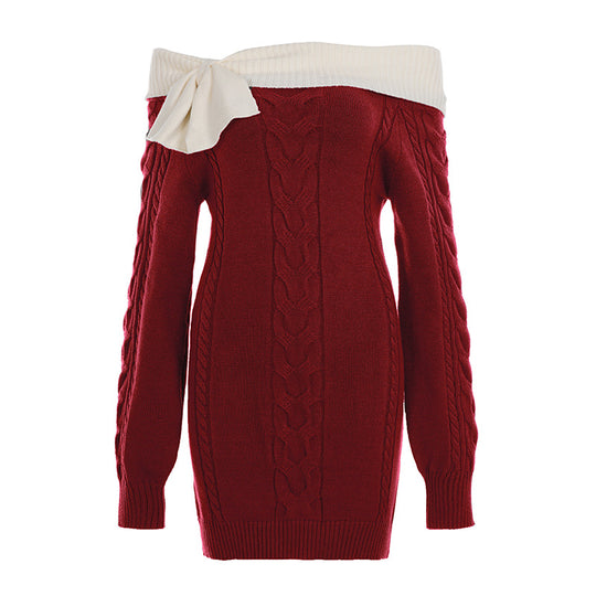 Damen Cocktailkleid mit asymmetrischem Saum und eleganter Schleifenakzent R&B