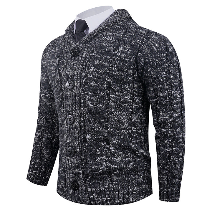 Herren Strickjacke mit Zopfmuster und schickem Schalkragen R&B