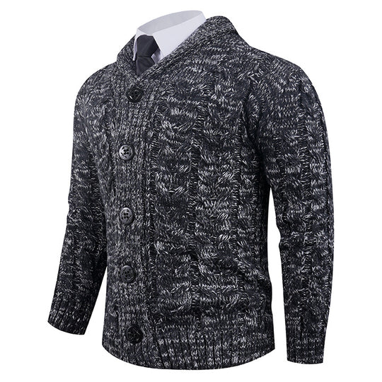 Herren Strickjacke mit Zopfmuster und schickem Schalkragen R&B