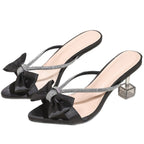 Damen Glamouröse Slingback-Sandalen mit funkelndem Strass und dekorativen Schleifen R&B