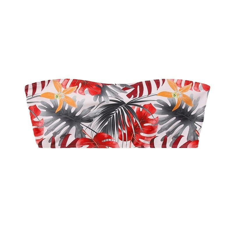 Damen Bandeau-Bikinioberteil mit luxuriösem floralem Design R&B