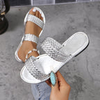 Damen offene Mules mit raffiniertem Flecht-Design und elastischem Riemen R&B