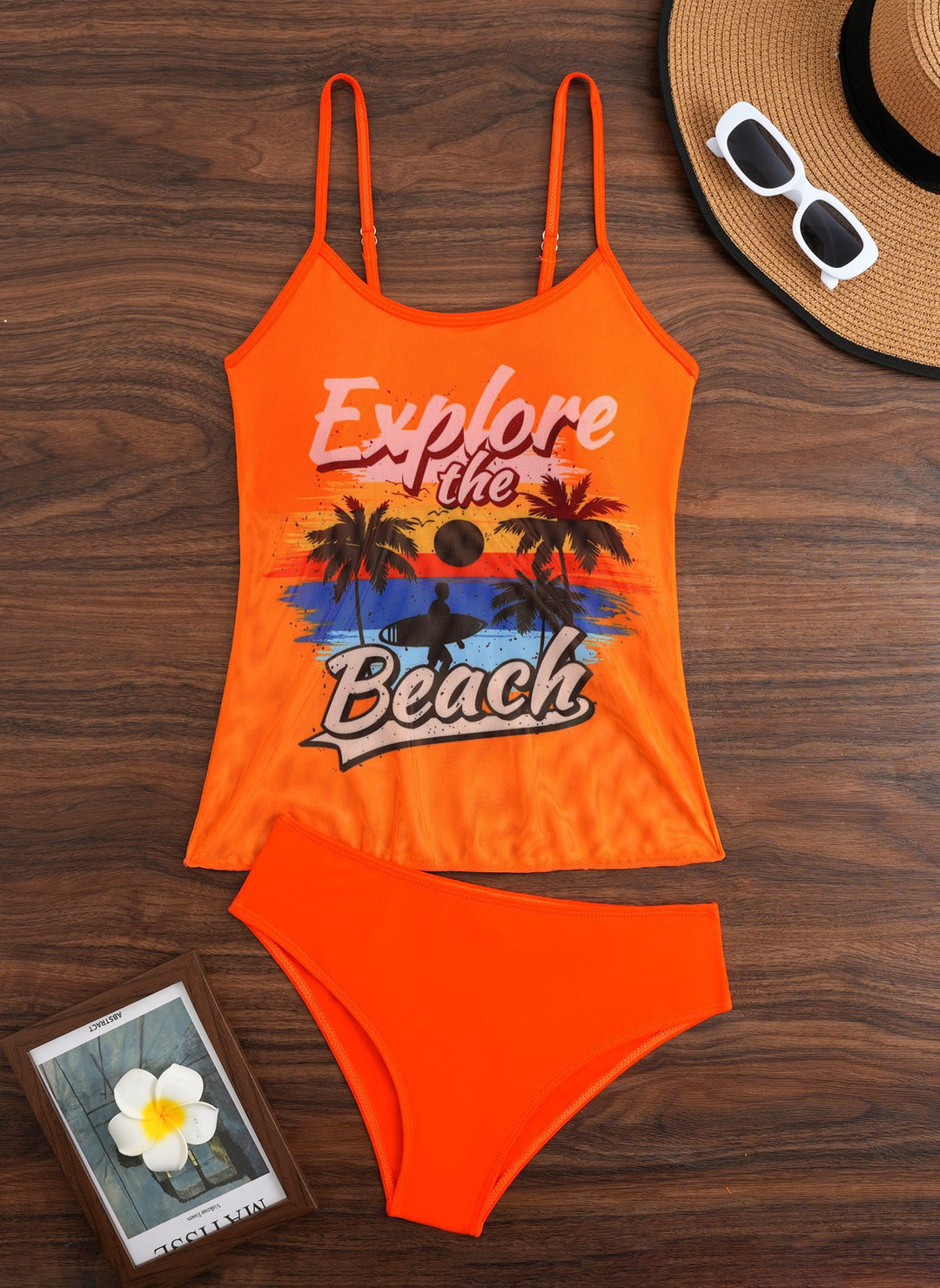 Damen Sportliches Tankini-Set mit trendigem Druck R&B