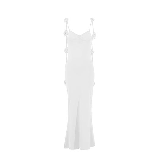 Damen Elegantes Maxikleid mit einzigartigen Rüschenträgern R&B