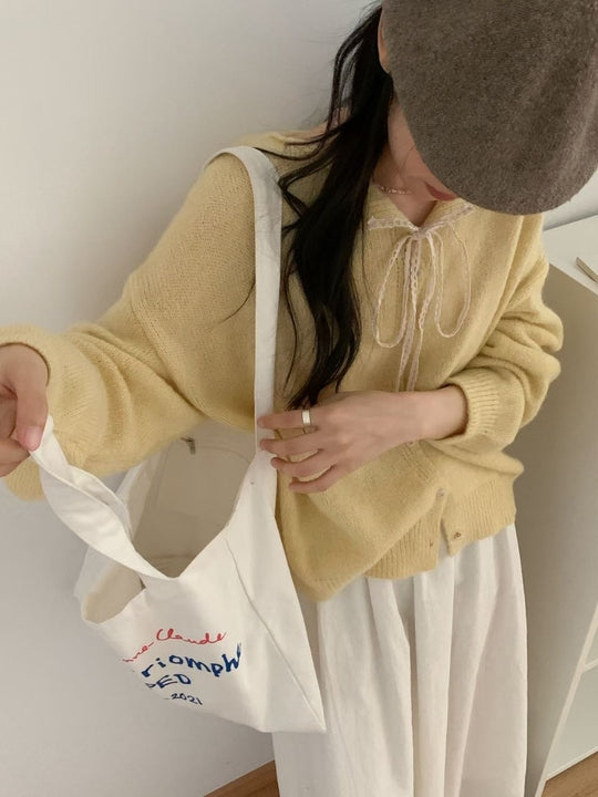 Damen Verspielte Strickjacke mit Schleifenverzierung R&B