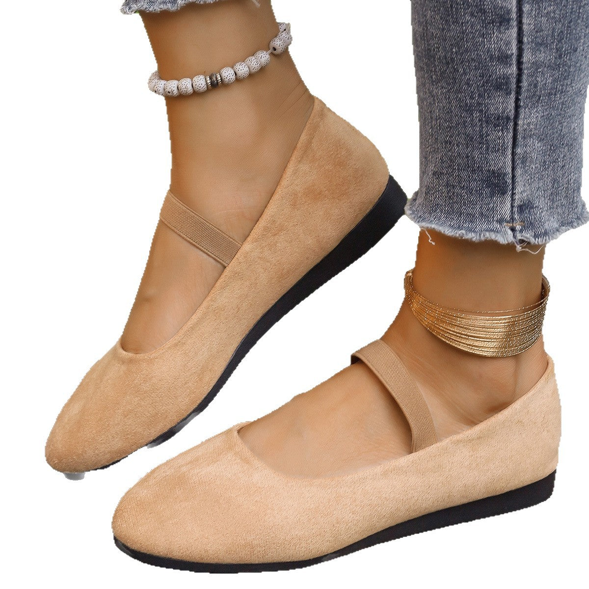 Damen Ballerinas mit verstellbarem Riemen und komfortablem Fußbett R&B