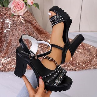 Damen Elegante High-Heels mit funkelndem Riemendesign R&B