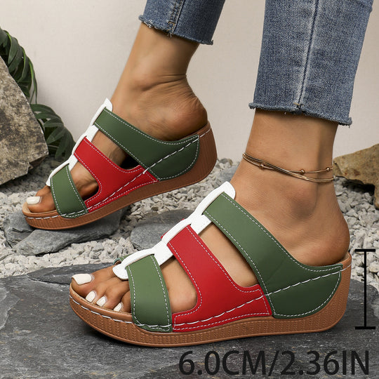 Damen Wedge-Pantoletten mit verstellbarem Riemendesign und gepolsterter Sohle R&B