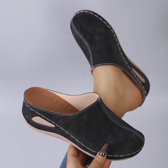 Damen Bequeme Clogs aus hochwertigem Leder mit ergonomischem Fußbett R&B