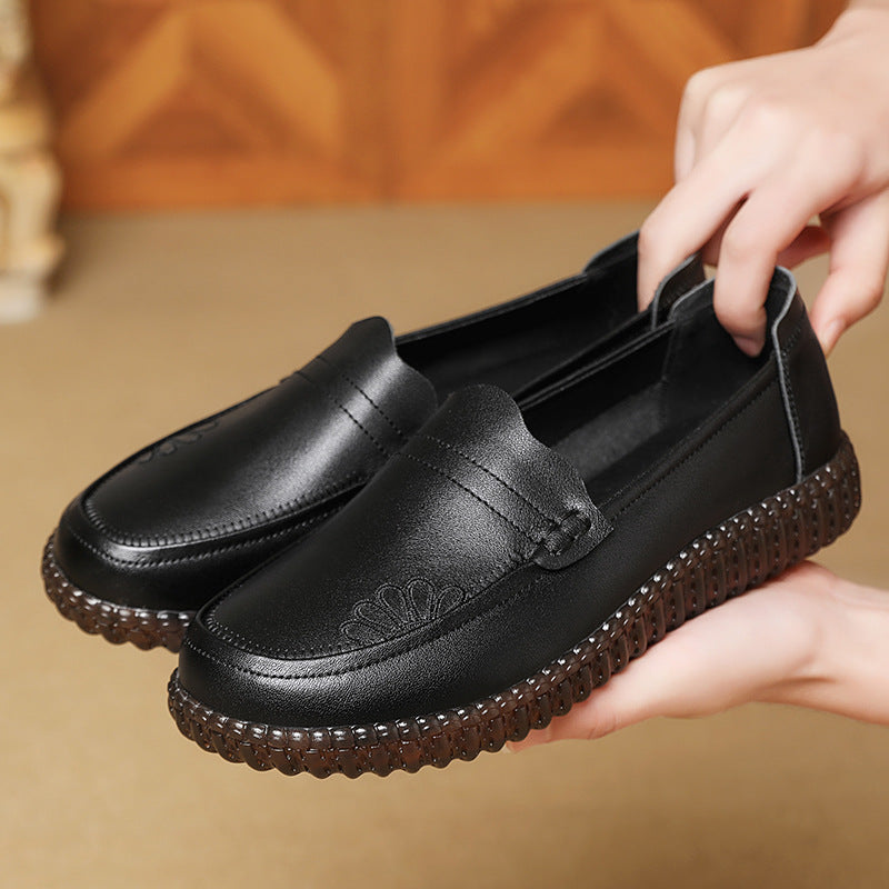 Damen Mokassins aus hochwertigem Leder mit rutschfester Sohle und elastischen Einsätzen R&B
