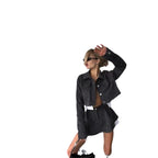 Damen Modisches Denim Set mit cropped Jacke und Rock R&B