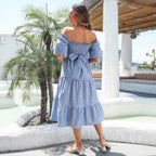 Damen Maxi-Kleid mit Karomuster R&B