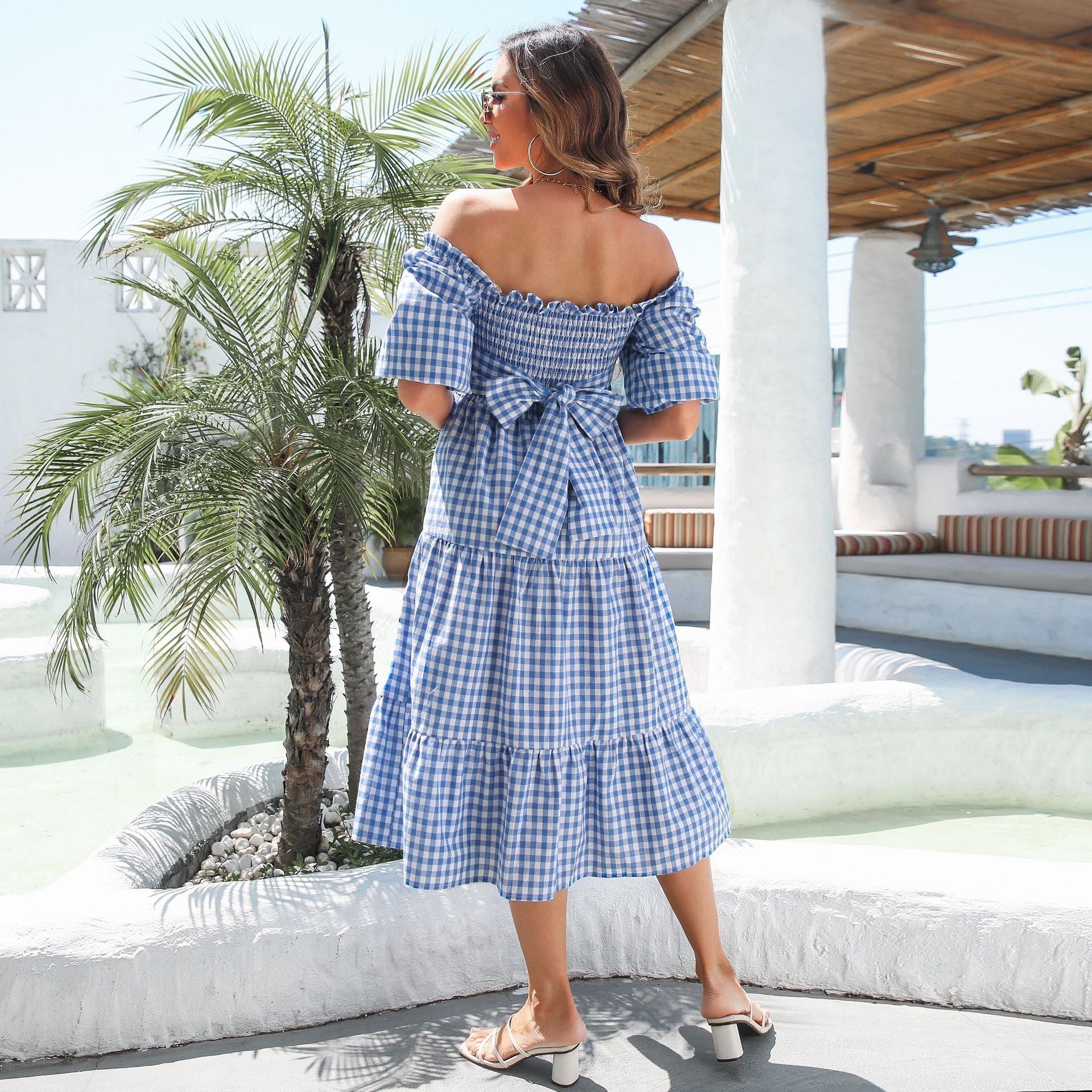 Damen Maxi-Kleid mit Karomuster R&B