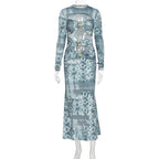 Damen Maxikleid mit transparenten Einsätzen und raffinierten Rüschendetails R&B