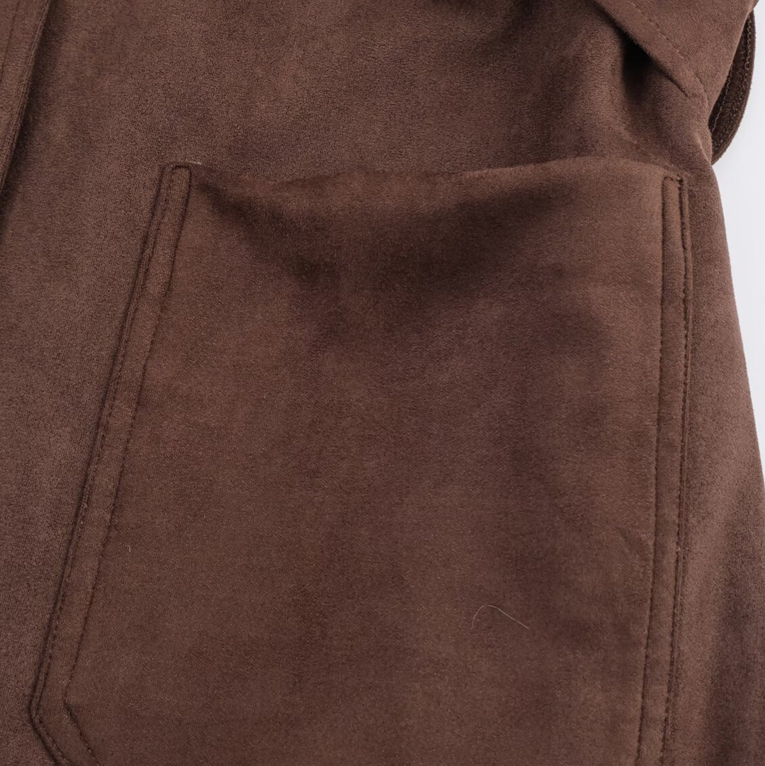 Damen Kunstlederblazerjacke mit tailliertem Schnitt und großem Gürtel R&B