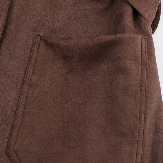 Damen Kunstlederblazerjacke mit tailliertem Schnitt und großem Gürtel R&B