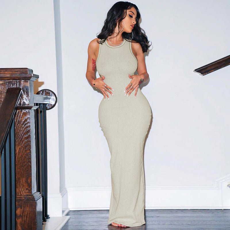 Damen figurbetontes Sommermaxikleid R&B