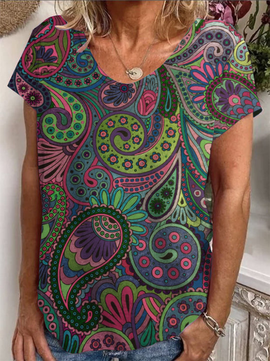 Damen Lockere Bluse mit buntem Paisleymuster R&B
