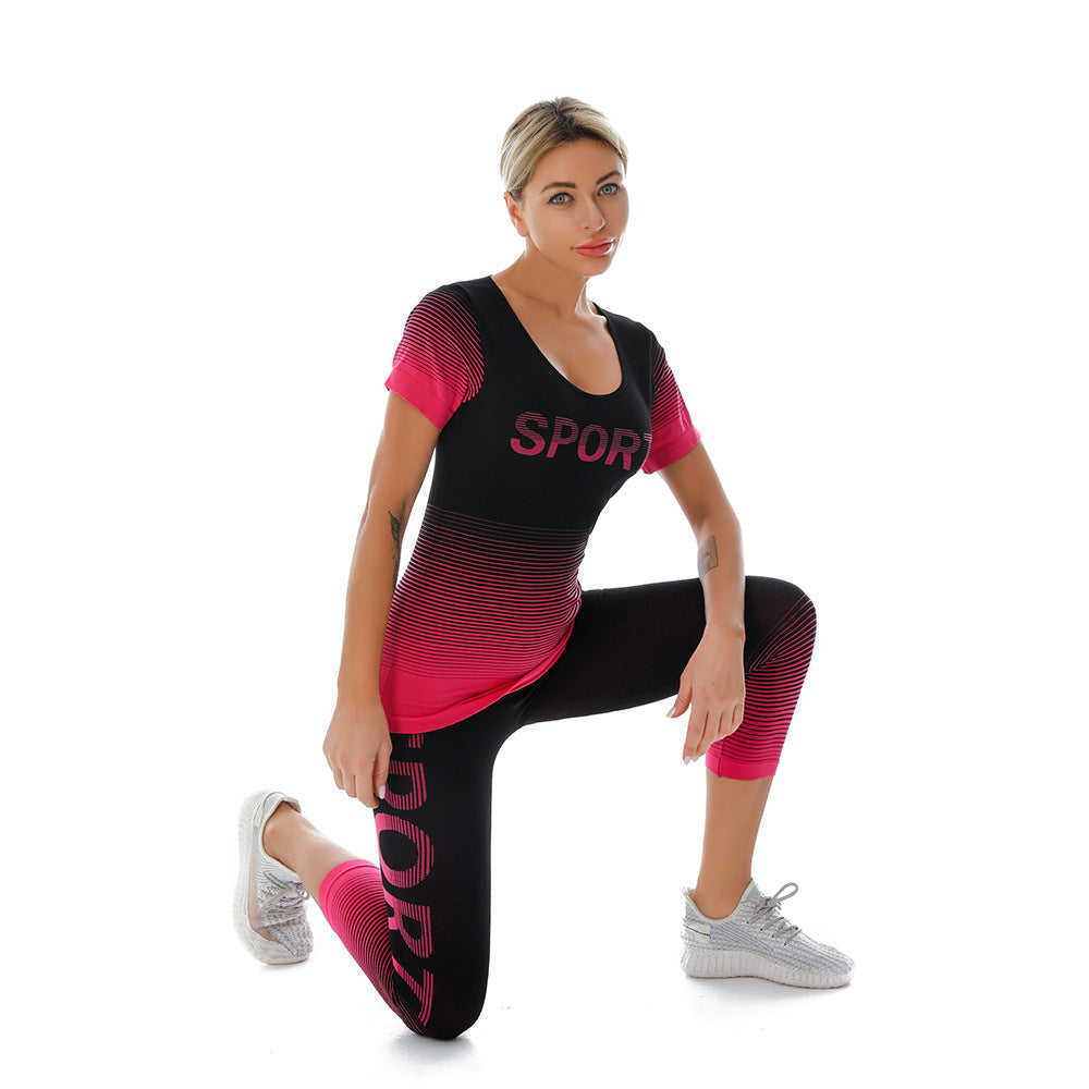 Damen Sportliches Fitness-Set mit grafischem Design und hoher Atmungsaktivität R&B
