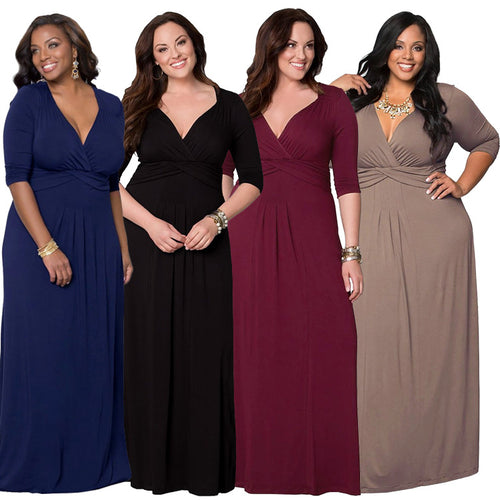 Damen elegantes Maxikleid mit Wickeldetail R&B