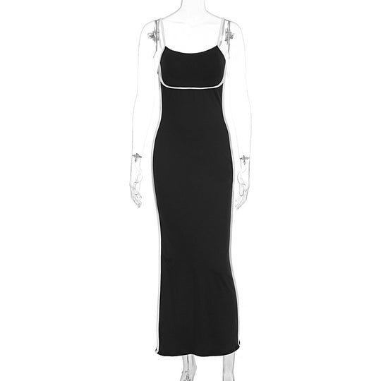 Damen elegantes Maxikleid mit schmalen Trägern und figurformendem Schnitt R&B