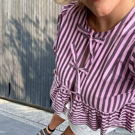 Damen Freizeitbluse mit modischem Streifenmuster und lässigem Schnitt R&B
