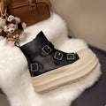 Damen Chunky Stiefel mit verstellbaren Schnallen und rutschfester Sohle R&B